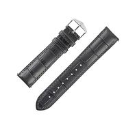 Hirsch Duke Alligator Embossed Leather Watch Strap with Buckle in Grey (18mm, Gold Buckle)