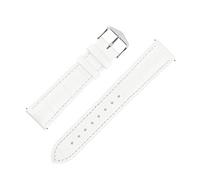 Hirsch Duke Alligator Embossed Leather Watch Strap with Buckle in White (20mm, Silver Buckle)