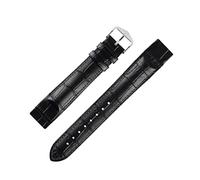 Hirsch Duke Open Ended Alligator Embossed Leather Watch Strap with Buckle in Black (16mm, Silver Buckle)
