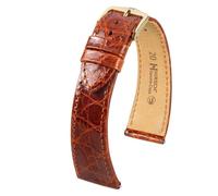 Hirsch Genuine Croco Medium 18900870-1-17 mm - Unisex - Alligator Leather Brown 17 mm