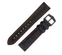 Hirsch George Alligator Embossed Performance Watch Strap with Buckle in Black/RED (20mm, Black Buckle)