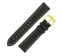 Hirsch George Alligator Embossed Performance Watch Strap with Buckle in Black/White (24mm, Gold Buckle)
