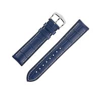 Hirsch George Alligator Embossed Performance Watch Strap with Buckle in Blue (22mm, Silver Buckle)