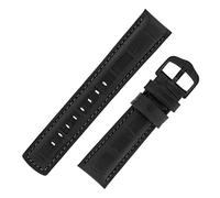 Hirsch Grand Duke Water-Resistant Alligator Embossed Sport Watch Strap with Buckle in Black/Black (20mm, Black Buckle)