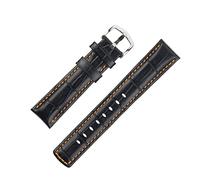 Hirsch Grand Duke Water-Resistant Alligator Embossed Sport Watch Strap with Buckle in Black/Orange (20mm L, Black Buckle)