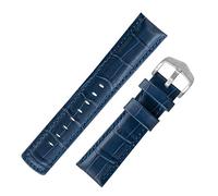 Hirsch Grand Duke Water-Resistant Alligator Embossed Sport Watch Strap with Buckle in Blue (20mm, Brushed Buckle)