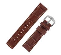 Hirsch Grand Duke Water-Resistant Alligator Embossed Sport Watch Strap with Buckle in Gold Brown (18mm, Silver Buckle)