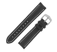 Hirsch Heavy Calf Water-Resistant Calf Leather Watch Strap and Buckle in Black/White (26mm, Silver Buckle)