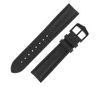 Hirsch Heavy Calf Water-Resistant Calf Leather Watch Strap with Buckle in Black/Black (24mm, Black Buckle)