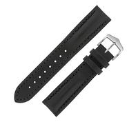 Hirsch Heavy Calf Water-Resistant Calf Leather Watch Strap with Buckle in Black/Black (24mm, Brushed Buckle)