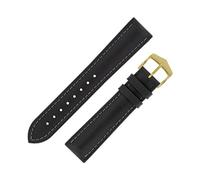 Hirsch James Calf Leather Performance Watch Strap with Buckle in Black (20mm M, Gold Buckle)