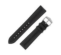 Hirsch James Calf Leather Performance Watch Strap with Buckle in Black (20mm M, Silver Buckle)