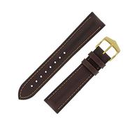 Hirsch James Calf Leather Performance Watch Strap with Buckle in Brown (20mm M, Gold Buckle)