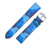 Hirsch John Natural Rubber Performance Watch Strap in Blue Camouflage (20mm, Silver Buckle)