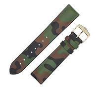 Hirsch John Natural Rubber Performance Watch Strap in Green Camouflage (20mm, Gold Buckle)
