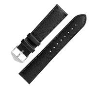 Hirsch Kansas Buffalo-Embossed Calf Leather Watch Strap in Black (18mm XL, Silver Buckle)
