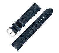 Hirsch Kansas Buffalo-Embossed Calf Leather Watch Strap in Blue (16mm L, Silver Buckle)