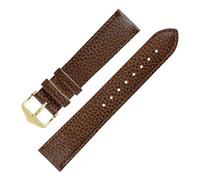 Hirsch Kansas Buffalo-Embossed Calf Leather Watch Strap in Brown (12mm M, Gold Buckle)