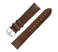 Hirsch Kansas Buffalo-Embossed Calf Leather Watch Strap in Brown (14mm M, Silver Buckle)