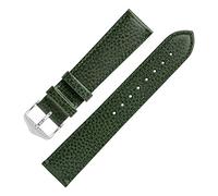 Hirsch Kansas Buffalo-Embossed Calf Leather Watch Strap in Green (18mm L, Silver Buckle)