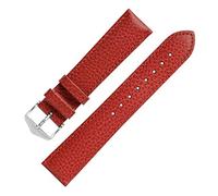 Hirsch Kansas Buffalo-Embossed Calf Leather Watch Strap in RED (20mm L, Silver Buckle)