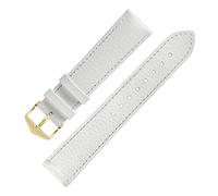 Hirsch Kansas Buffalo-Embossed Calf Leather Watch Strap in White (16mm L, Gold Buckle)