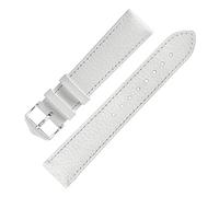 Hirsch Kansas Buffalo-Embossed Calf Leather Watch Strap in White (20mm L, Silver Buckle)