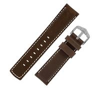 Hirsch Mariner Water-Resistant Leather Watch Strap and Buckle in Brown (24mm, Silver Buckle)