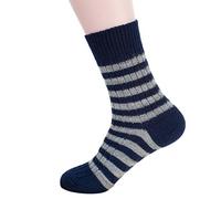 Hirsch Natur, Block stripe socks, medium weight, 100% wool (kbT) - navy/grey, size: 47-48