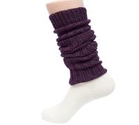 Hirsch Natur, Leg Warmers, 100% Wool (kbT), purple, 50 cm lang