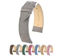 Hirsch Osiris Nubuck Leather Watch Strap - Smooth & Flat Design - 14mm, 16mm, 18mm, 20mm, 22mm - Blue, Green, Beige, Brown, Grey, Burgundy, Rose - Quick Release Watch Band (M - 16mm, Grey Band /