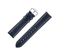 Hirsch Rainbow Lizard Embossed Leather Watch Strap with Buckle in Blue (20mm M, Silver Buckle)