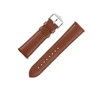 Hirsch Rainbow Lizard Embossed Leather Watch Strap with Buckle in Gold Brown (20mm, Silver Buckle)
