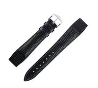 Hirsch Rainbow Lizard Embossed Open Ended Watch Strap with Buckle in Black (14mm, Silver Buckle)