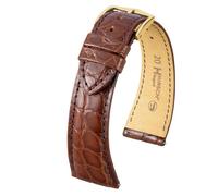 Hirsch Regent Medium 04107119-1-18 mm - Unisex - Alligator Leather Brown 18 mm