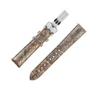 Hirsch Stone Split Shale Rock Effect Performance Watch Strap with Clasp in Grey/White (18mm, Silver Clasp)