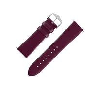 Hirsch Toronto Fine-Grained Leather Watch Strap in Berry (20mm M, Silver Buckle)