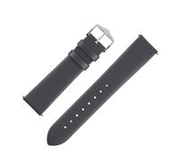 Hirsch Toronto Fine-Grained Leather Watch Strap in Grey (12mm M, Gold Buckle)
