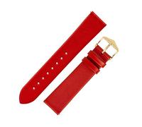 Hirsch Toronto Fine-Grained Leather Watch Strap in RED (18mm M, Gold Buckle)
