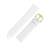 Hirsch Toronto Fine-Grained Leather Watch Strap in White (18mm L, Gold Buckle)