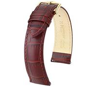 HIRSCH Watch bracelet Duke L - Italian calf leather - alligator embossing - for ladies & gentlemen - burgundy - 18 mm