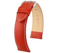 HIRSCH Watch bracelet Kansas - real calf leather - Büffel-embossing - for ladies & gentlemen - red-white - 20 mm