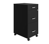 Hirsh Industries Space Solutions 18" Deep 3 Drawer Mobile Metal Vertical File Cabinet - Black