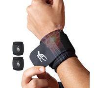 HiRui 2 Pack Wrist Compression Straps - Dual-Layer Wrist Brace for Pain Relief & Support, Tendonitis, Carpal Tunnel, Arthritis - Adjustable Wrist Wraps for Fitness, Workouts & Everyday Use (Black)