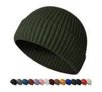 HiRui Fisherman Beanie for Men Women, Knit Trawler Beanie Watch Hats Winter Caps, Olive Green, One size