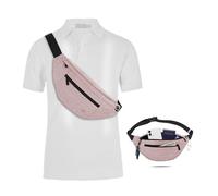 HiRui Large Crossbody Fanny Pack for Men Women Waist Bag Pack with 4-Zipper Pockets Phone Bag Fits All Phones Wallet Keys, Casual Hands-Free Waist Pack for Travel Workout Running, Pink, One Size,