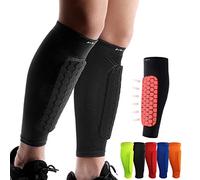 HiRui Soccer Shin Guards Shin Pads for Kids Youth Adult, Calf Compression Sleeve with Honeycomb Pads, Support for Shin Splint Baseball Boxing Kickboxing MTB, Lightweight(1PAIR) (Black, Small)