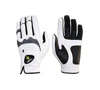 HIRZL Trust Hybrid Golf Gloves, Mens Golf Glove, White Black, Kangaroo Leather, Polyester, Ultimate Grip, Wet Dry, Ergonomic Fit, Breathable, Sweat Free, Water Repellent, Medium Large,Left Hand
