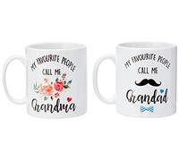 His and Hers Couples Gift Coffee Mug Set Favourite People Call Me Grandma Grandad Gift for Mum Dad Grandparents Birthday Xmas Set WSDMUG1337