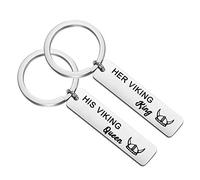 His and Hers Gift Couple Keychain Set Her Viking King His Viking Queen Set of Two Badass Viking Jewelry (Viking Queen Set)